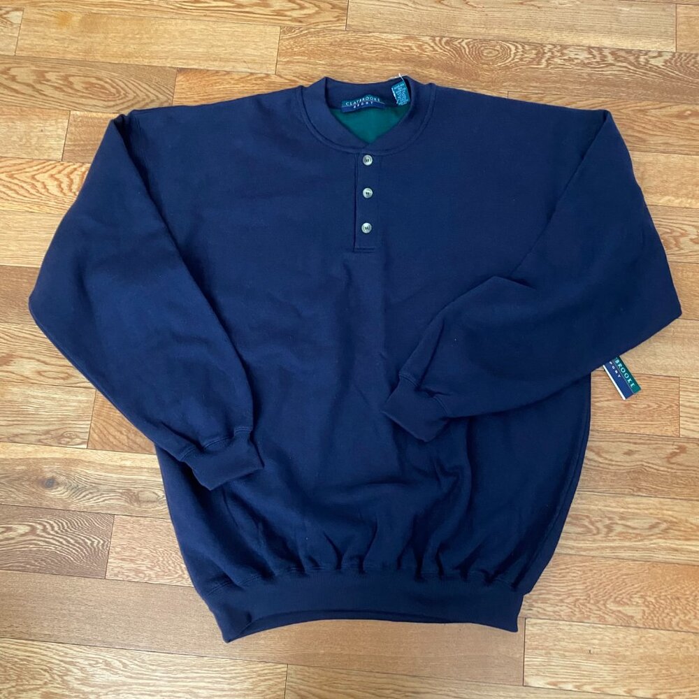 Claybrooke Sport Crewneck Henley Long Sleeve Heavy Sweatshirt Sweater XL NWT